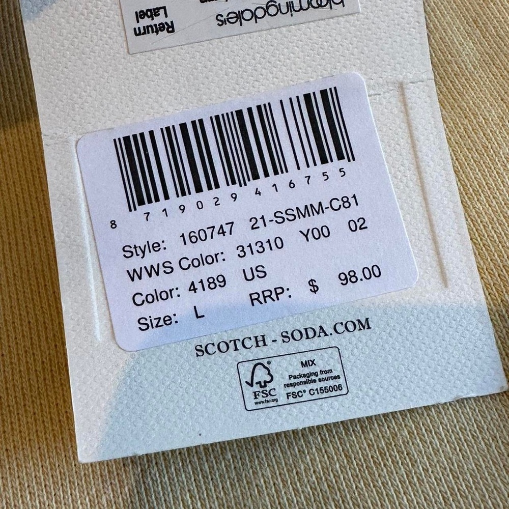 NWT Scotch and Soda Light Yellow shorts - Picture 2 of 3